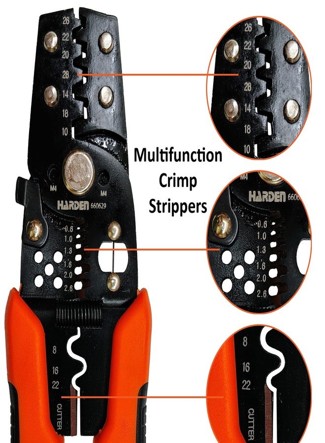 Harden 200mm Professional 0.6-2.6mm Multi-Function Crimping Stripper Tool, Ergonomic Handle - 660629B - Image 3